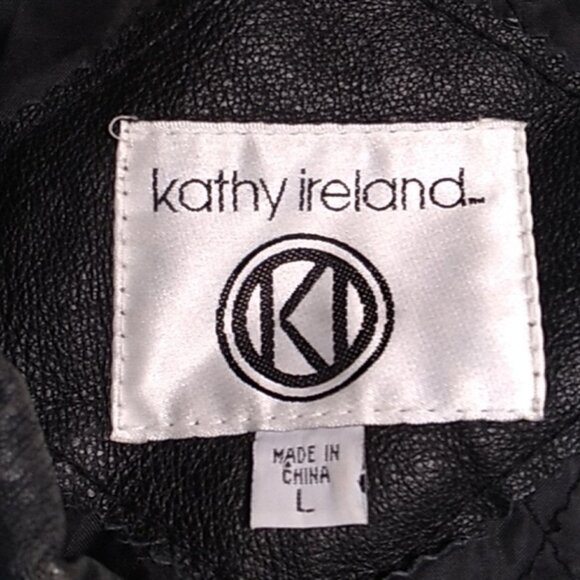 Kathy Ireland large leather moto jacket black - Picture 2 of 3